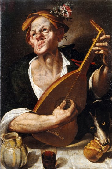 Peasant playing the lute, ca. 1575. Found in the collection of the Collezione di BPER Banca, Modena.