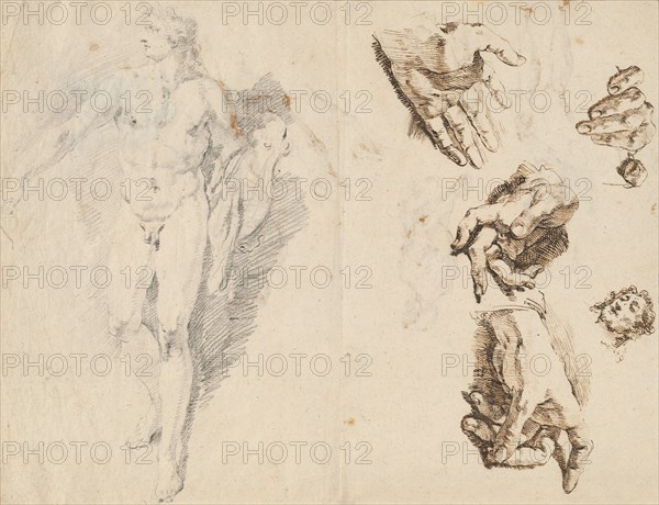 Apollo and Studies of the Artist's Own Hand [recto], 1730/1732.