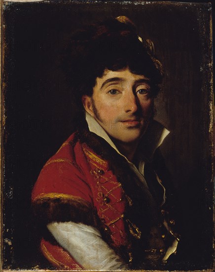Portrait d'un acteur, en veste rouge bordée de fourrure, c1800.