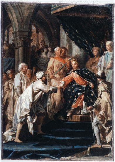 Saint Louis receiving messengers from the 'Old Man of the Mountain'., c1773.