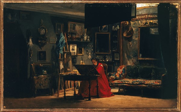 Princess Mathilde (1820-1904) in her studio, rue de Courcelles, c1860.