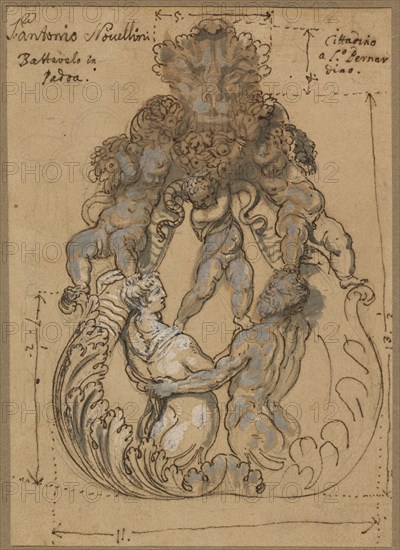 Door Knocker with Triton, Nereid, and Putti, late 17th or early 18th century.