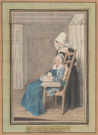 Marie Louise Petit at the Age of 105, with Her Young Nurse, 1765.