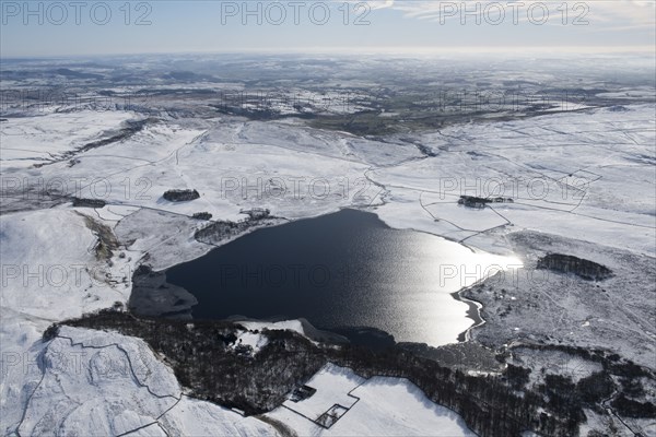 Malham Tarn in the snow, looking south, Malham, North Yorkshire, 2018.