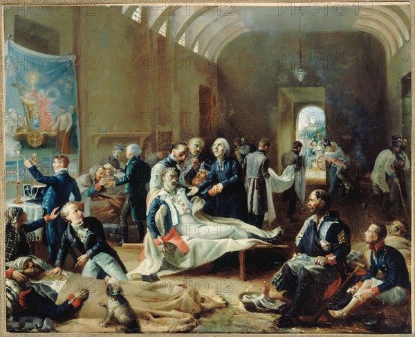 An emergency hospital in 1814, during the French campaign, c1814.