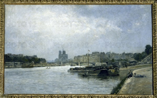 Ile de la Cite and Ile Saint-Louis, seen from Pont d'Austerlitz, c1880.