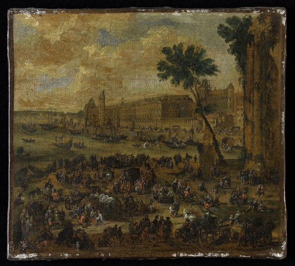 The Louvre and Waterfront Gallery, seen from the Pont-Neuf, around 1650.
