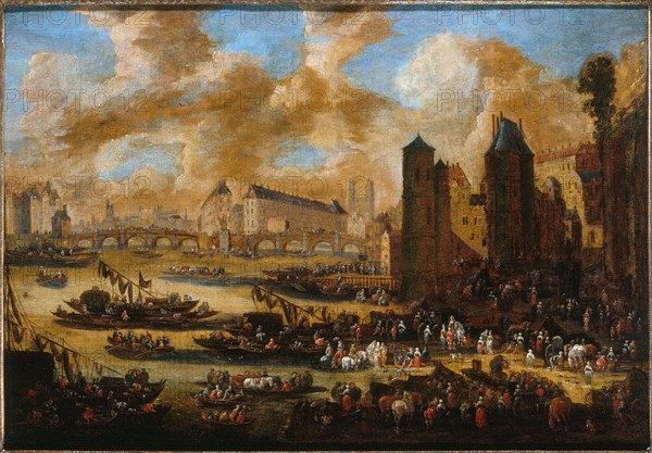 Pont-Neuf, the Cite, the tower and the Porte de Nesle, around 1650, c1650.