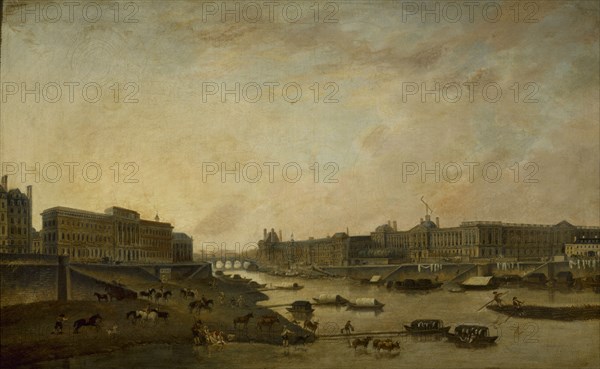 Hotel de la Monnaie and the Louvre, seen from Pont-Neuf, around 1800.