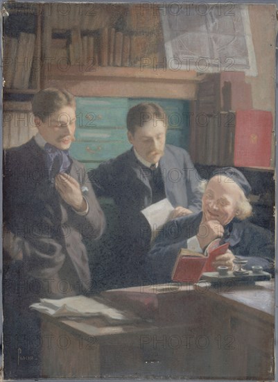 Honoré Champion (1846-1913), bookseller-editor, surrounded by his sons, c1900.