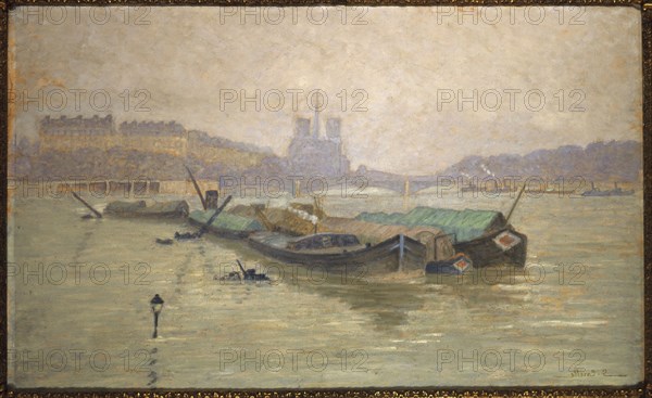 Ile Saint-Louis and Notre-Dame, seen from the Austerlitz bridge, c1910.