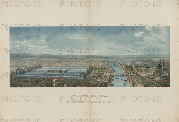 Panoramic view of the Exposition Universelle of 1878 in Paris, 1878. Private Collection.