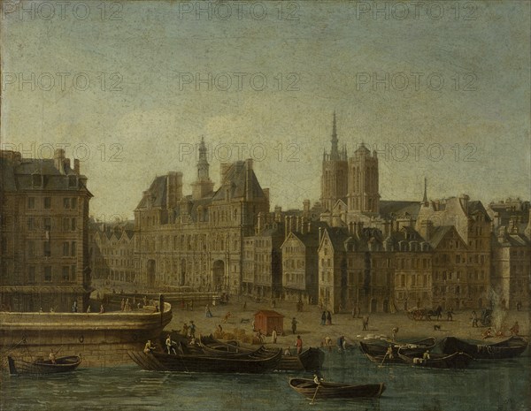 Hotel de Ville and Place de Greve (current Place de l'Hotel de Ville), c1750.