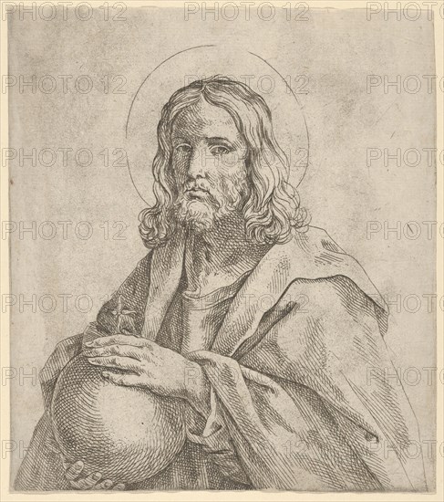 Christ seen in half-length, holding a globe surmounted by a cross, after Reni, 1600-1680.