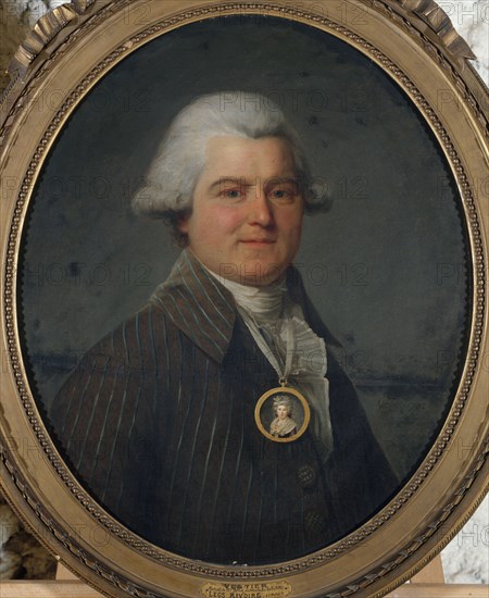 Portrait d'homme portant en sautoir un médaillon à l'effigie de sa femme, 1792.