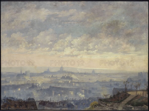 View of Paris, taken from the heights of Montmartre, 18th arrondissement, 1900.