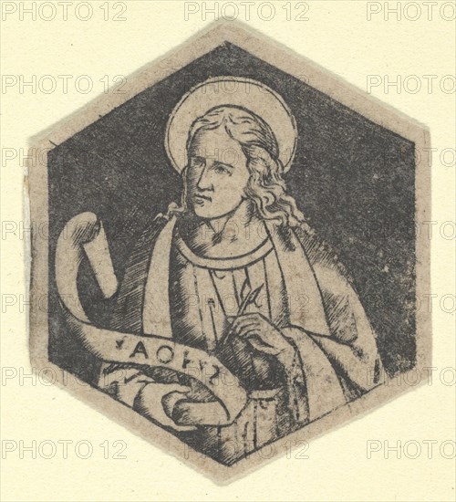 St John the Evangelist, holding a banderole (possibly a modern impression), ca. 1480-1520.