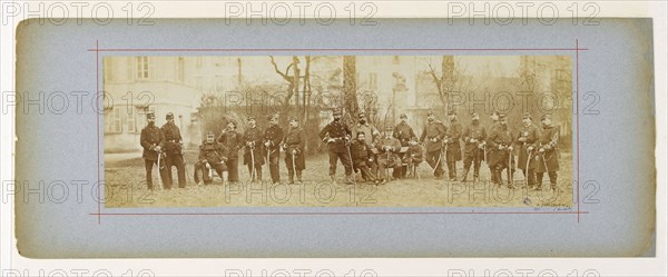 Panorama: group portrait of soldiers from the 97th battalion, 1870.