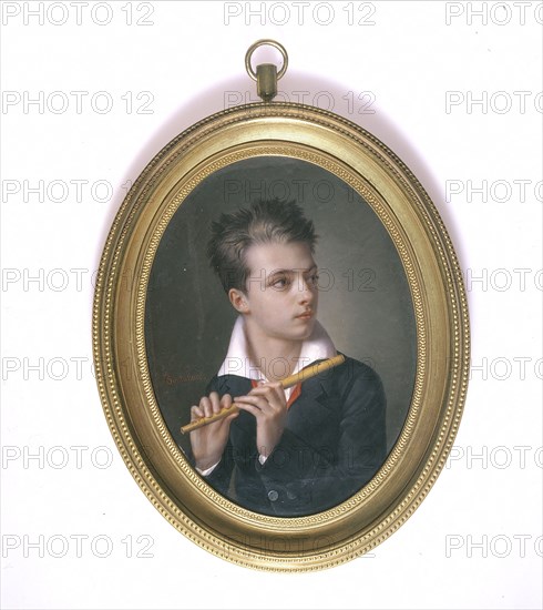 Portrait of Henri-Gérard Fontallard playing the transverse flute, 1812.