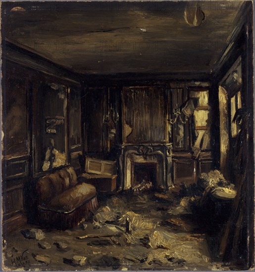 An artist's dressing room at the Opera-Comique, after the fire of May 15, 1887.