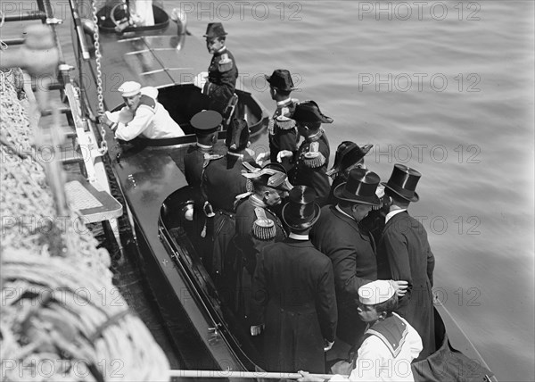 German Squadron Visit To U.S. President Taft And Party Leaving 'Mayflower', 1912.