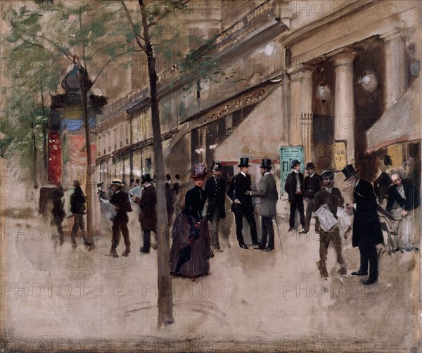 Boulevard Montmartre, in front of the Théâtre des Varieties, in the afternoon, c1885.
