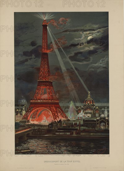 Embrasement de la Tour Eiffel, Exposition universelle de 1889, 1889. Private Collection.