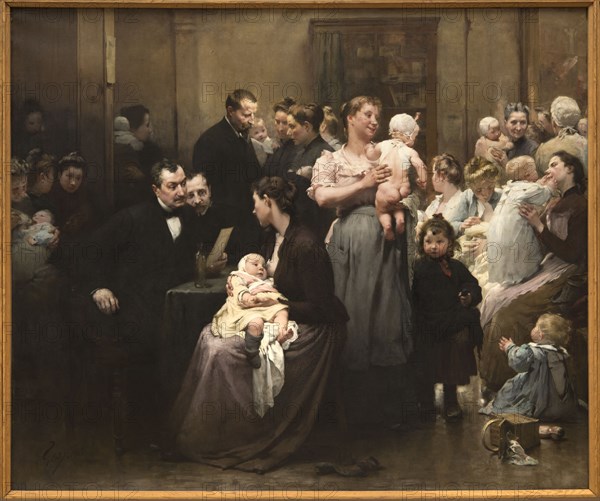 The work of a drop of milk at the Belleville Dispensary (triptych), 1903.