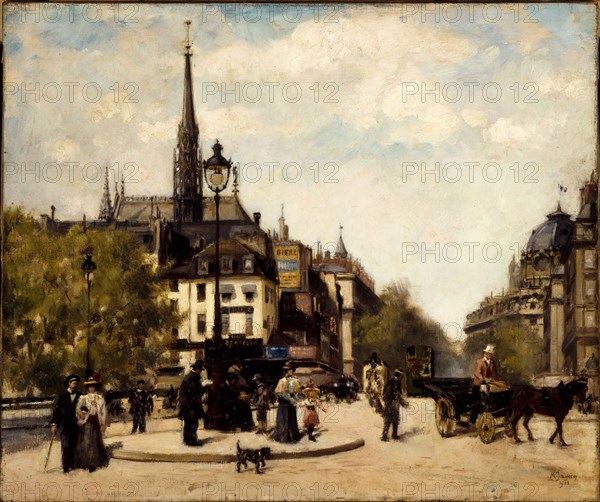 View of the Boulevard du Palais and Quai des Orfevres, 4th arrondissement, in 1902.