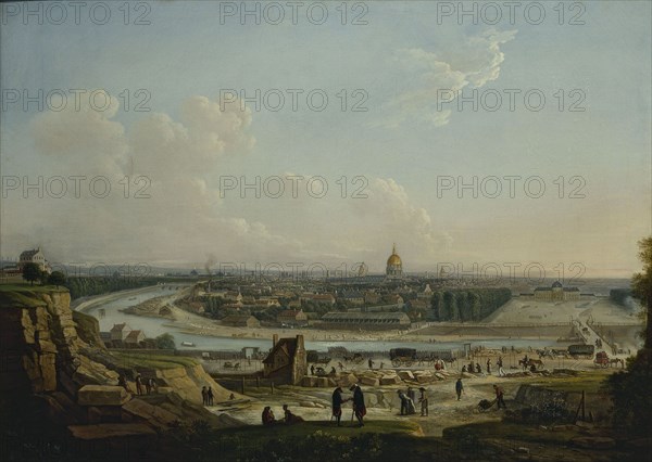 General view of Paris, taken from Chaillot hill, current 16th and 7th arrondissements, 1818.