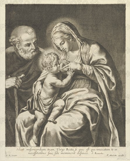 The Virgin nursing the infant Christ, Joseph at left, after Reni, ca. 1600-1700.