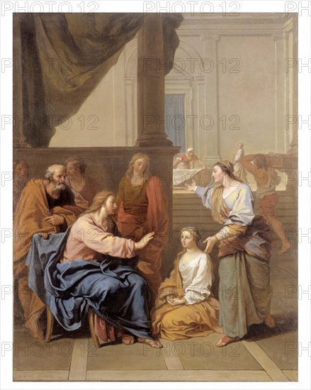 Christ with Martha and Mary. Sketch (or reduction) for "May" of Notre-Dame of 1704.