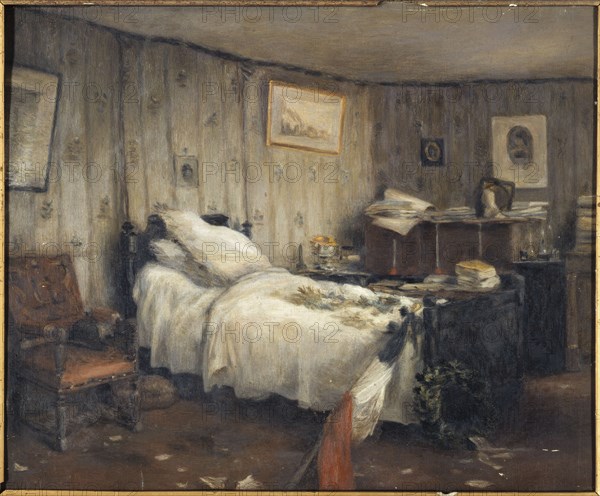 Gambetta's mortuary chamber, in his villa in Les Jardies, Ville-d'Avray, January 1883.