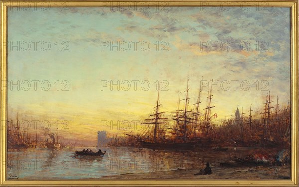 Le port de Marseille au coucher du soleil, between 1890 and 1895.