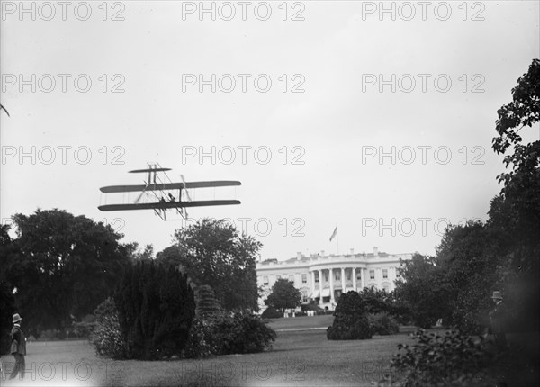 Atwood, Harry. Aviator. Rising From White House Lawn In Wright Type B Plane, July, 1911.