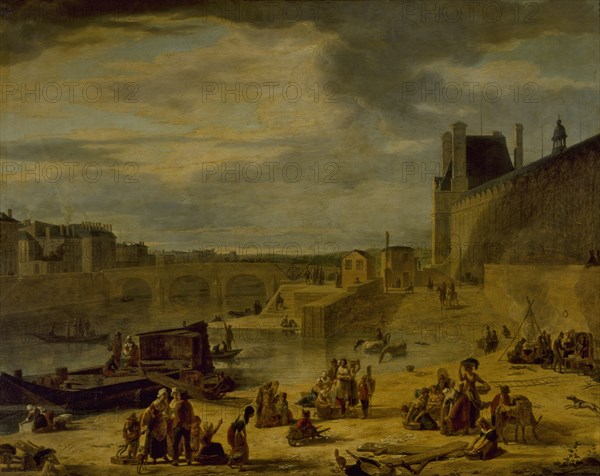 Grande Galerie of the Louvre and Pont Royal, seen from Port Saint-Nicolas, c1800.