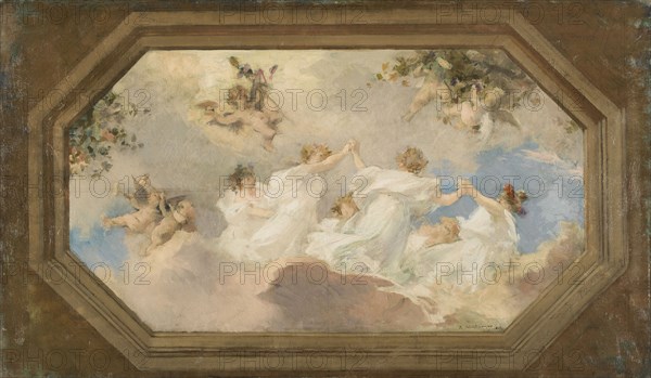 Sketch for the town hall of Suresnes: Circle of bacchantes (central ceiling), 1898.