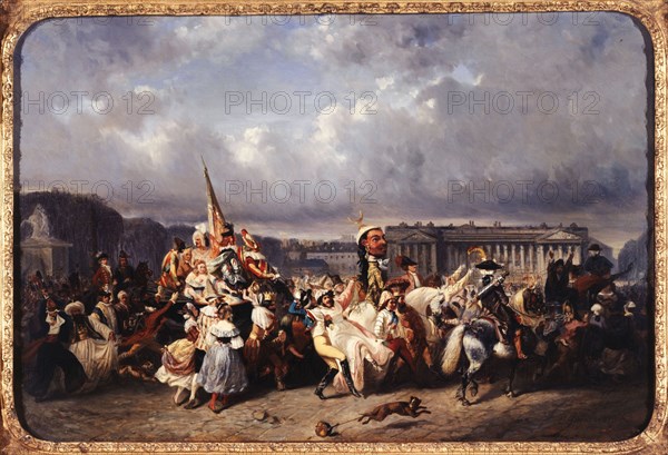 Carnival in Place de la Concorde, current 8th arrondissement., between 1840 and 1845.