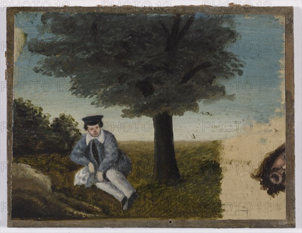 Autoportrait de Gustave Courbet à l'âge de quatorze ans ; fragment de tête barbue, c1833.