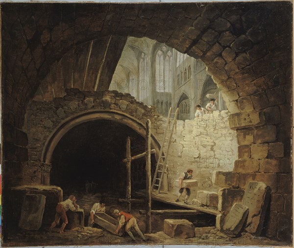 La Violation des caveaux des rois dans la basilique de Saint-Denis, en octobre 1793, c1793.