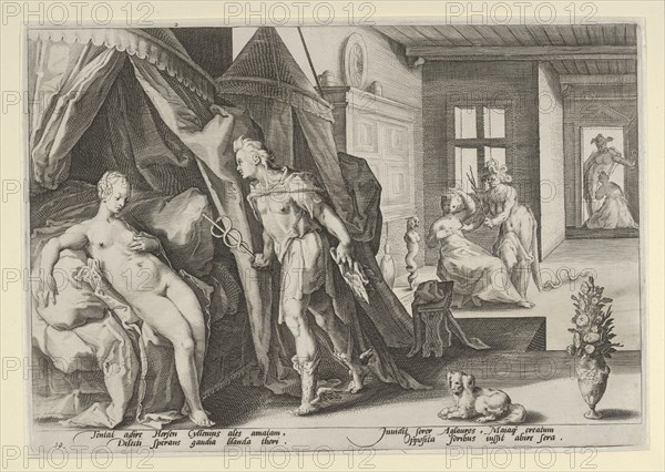 Mercury Entering Herse's Room After Changing Agraulos to Stone, from Ovid, Metamorphoses, Book II, 1590.