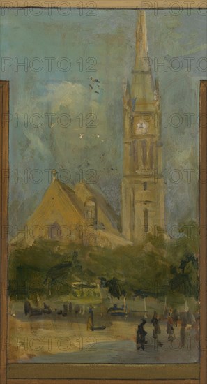 Sketch for the town hall of Vanves. Views of Vanves with the Church of Vanves, 1902.