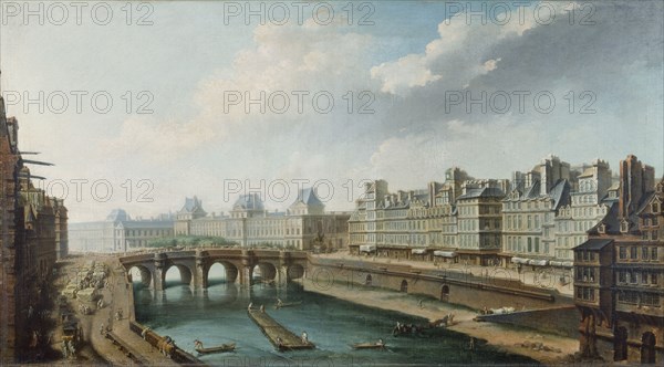 The Louvre, Pont-Neuf and the Quai des Orfevres, seen from Quai des Grands-Augustins, c1760.