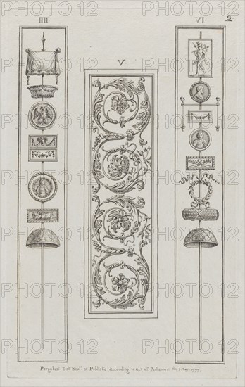 Panels of Ornament, nos. IIII-VI ("Designs for Various Ornaments," pl. 2), May 1, 1777.
