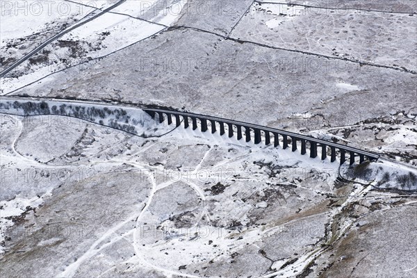 Ribblehead Viaduct or Batty Moss Viaduct on the Settle-Carlisle Railway, North Yorkshire, 2018.