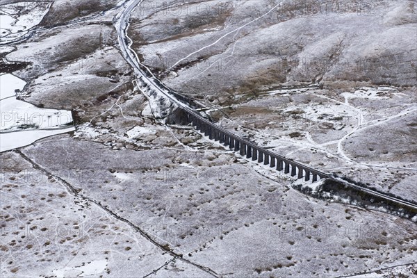 Ribblehead Viaduct or Batty Moss Viaduct on the Settle-Carlisle Railway, North Yorkshire, 2018.