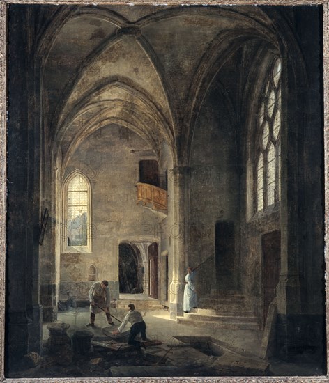 Interior view of the Saint-Benoit-le-Bestoune church: the Saint-Pierre or Tournelle chapel, 1832.