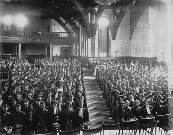 Interior view of chapel filled with female students at the Tuskegee Institute, c1902. Creator: Frances Benjamin Johnston.