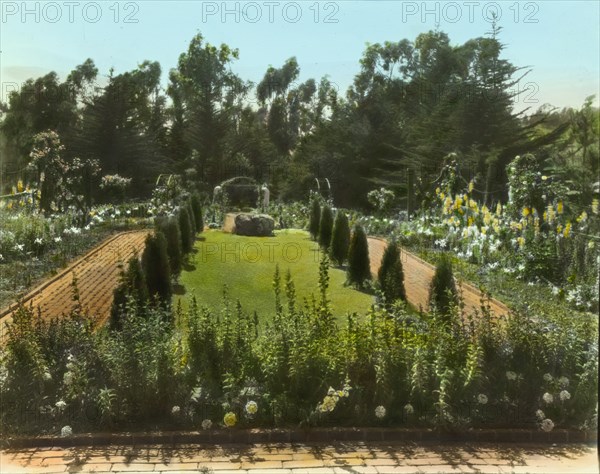 Unidentified house and garden, possibly Maine or Massachusetts, between 1910 and 1935.