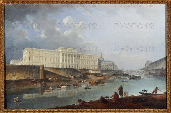 Hotel de la Monnaie, the Quai de Conti and the Seine, seen from the tip of la Cite, 1777.